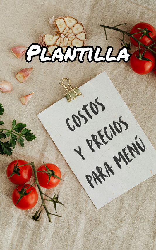 Plantilla de Costos y Precios para Menú